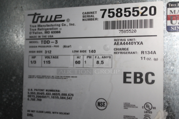 2013 True TDD-3 Stainless Steel Commercial Direct Draw Kegerator w/ 2 Double Head Bar Towers. 115 Volts, 1 Phase. Tested and Working! - Image 6 of 6