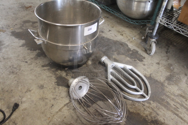 ALL ONE MONEY! Lot of Metal Mixing Bowl w/ Whisk and Paddle Attachment. Appears To Be 30 Quart. - Image 10 of 10