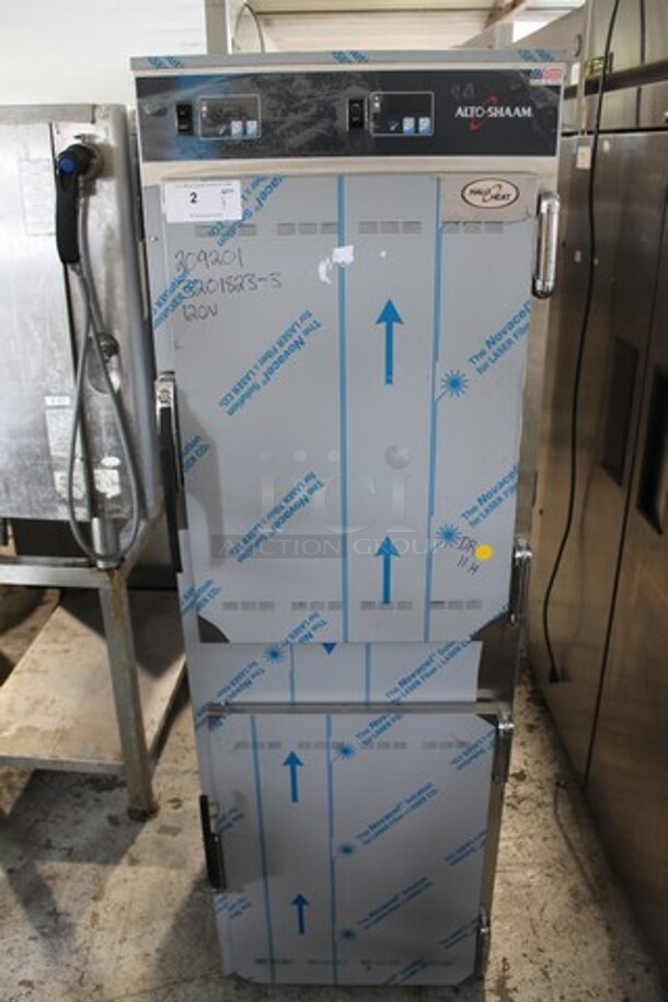 BRAND NEW! 2022 Alto Shaam 1000-UP Stainless Steel Commercial 2 Half Size Door Reach In Warming Holding Cabinet. Comes w/ 3 Commercial Casters. 120 Volts, 1 Phase. Stock Picture Used As Gallery. Tested and Working! - Image 2 of 12