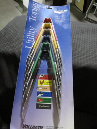 NEW Vollrath 9.5 Inch Color Coded Tong Set With Gator Grip Handle.
