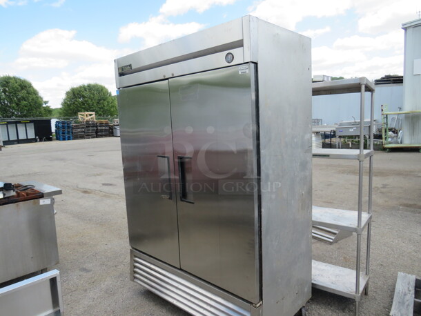 One True 2 Door Stainless Steel Refrigerator With 5 Racks On Casters. Model# T-49. 115 Volt. 54X30X83 - Image 2 of 3