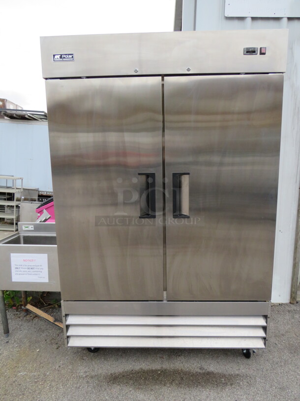 One 2 Door SS Polar Freezer With 6 Racks On Casters. Working When Removed. Model# CFD-2FF-E-HC. 115 Volt. 53.5X32X82. - Image 1 of 3
