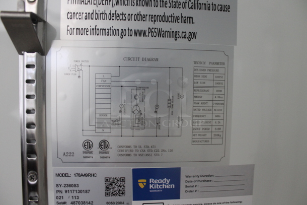 BRAND NEW SCRATCH AND DENT! Avantco 178A49RHC Stainless Steel Commercial  Two Door Reach In Cooler w/ Poly Coated Racks. 115 Volts, 1 Phase. Tested and Working! - Image 10 of 10