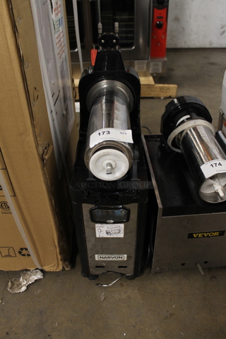 Narvon OASIS 1-10 Stainless Steel Commercial Countertop Single Hopper Slushie Machine. Missing Hopper. 120 Volts, 1 Phase. Tested and Powers On But Does Not Get Cold