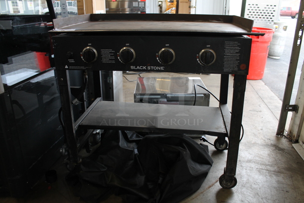 Black Stone 1554 Metal Portable Propane Gas Powered Catering Flat Top Griddle on Commercial Casters w/ Cover.  - Image 6 of 9