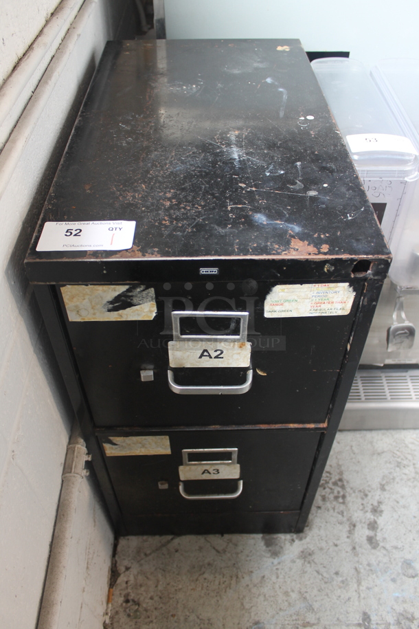 Hon Black Metal 2 Drawer Filing Cabinet. - Image 1 of 8