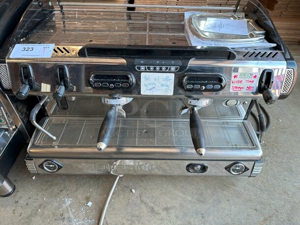 2017 La Spaziale EK2 Stainless Steel Commercial Countertop 2 Group Espresso Machine w/ 2 Portafilters and 2 Steam Wands. 230 Volts, 1 Phase.  - Image 3 of 5