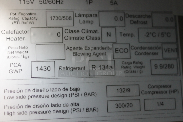 Asber AUTR 48 Stainless Steel Commercial 2 Door Undercounter Cooler on Commercial Casters. 115 Volts, 1 Phase. Tested and Powers On But Does Not Get Cold - Image 8 of 8