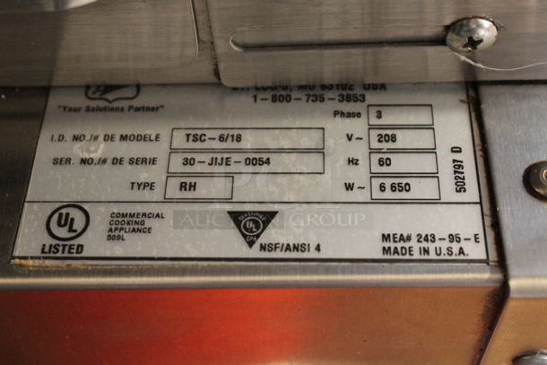 Duke TSC-6/18M M Stainless Steel Commercial Electric Powered Oven Proofer on Commercial Casters. 208 Volts, 3 Phase. - Image 8 of 9