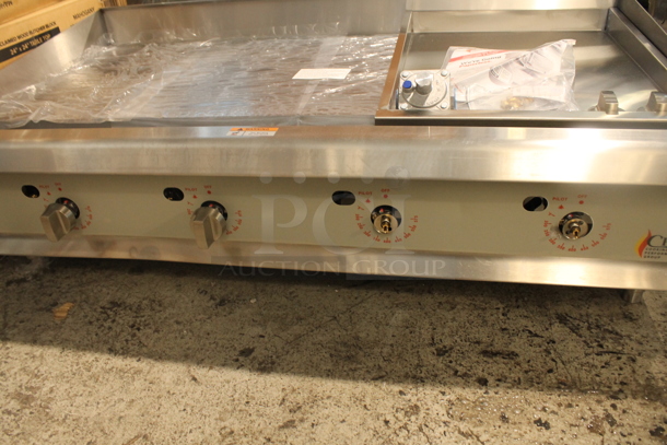 BRAND NEW SCRATCH AND DENT! 2023 Cooking Performance Group CPG 351GTCPG48NL Stainless Steel Commercial Countertop Natural Gas Powered Flat Top Griddle. 120,000 BTU. - Image 2 of 5