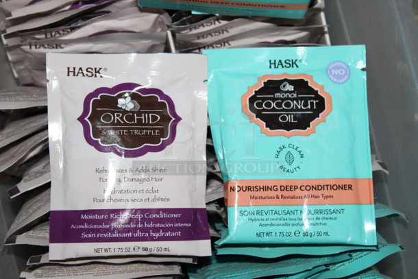 ALL FOR ONE MONEY! Container Of Hask Orchid & Coconut Oil Conditioner Packets.  - Image 1 of 2