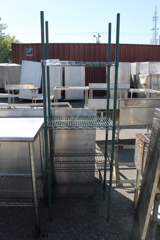 Green Finish 4 Tier Wire Shelving Unit. BUYER MUST DISMANTLE. PCI CANNOT DISMANTLE FOR SHIPPING. PLEASE CONSIDER FREIGHT CHARGES.
  - Image 1 of 3