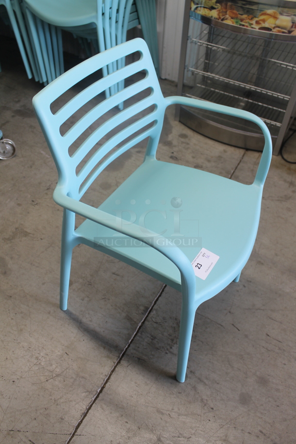 56 BRAND NEW SCRATCH AND DENT! Lancaster Table & Seating 427CRESINASF Allegro Seafoam Stackable Resin Arm Chairs. 56 Times Your Bid! - Image 3 of 4
