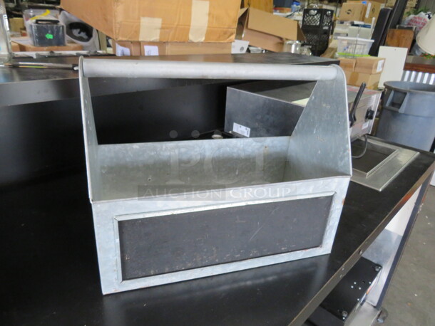 One Galvanized Carrier With Bottle Opener. 16.5X8X13.5 - Image 1 of 2
