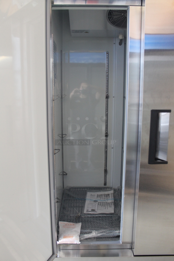 BRAND NEW SCRATCH AND DENT! 2023 Avantco 178A35FHC Stainless Steel Commercial Two Door Reach In Freezer w/ Poly Coated Racks. 115 Volts, 1 Phase. Tested and Working! - Image 4 of 10