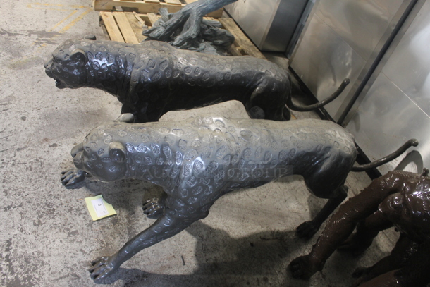 2 AWESOME! Bronze Painted Jaguar Statues. 2 Times Your Bid! - Image 2 of 5
