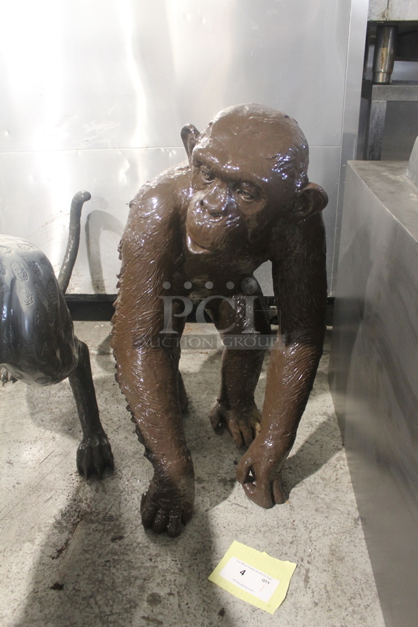 WOW! Bronze Painted Brown Bonobo Ape Statue. - Image 6 of 6