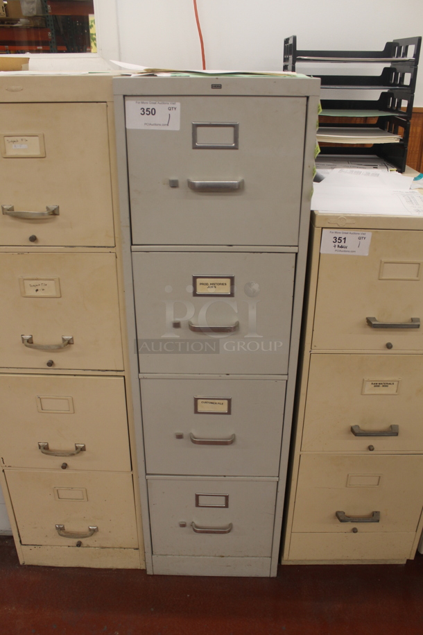 Gray Metal 4 Drawer Filing Cabinet w/ Contents. BUYER MUST REMOVE. - Image 1 of 4