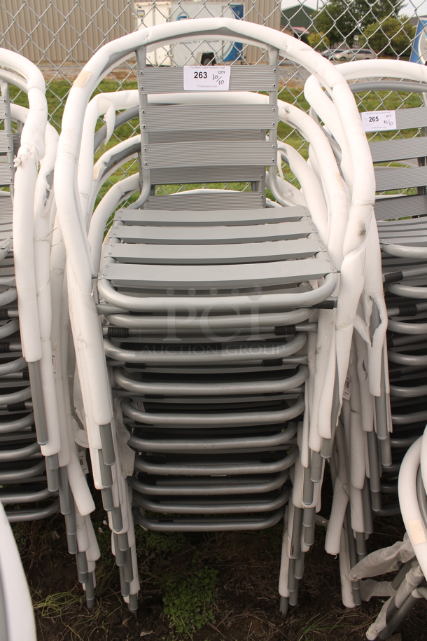 10 BRAND NEW SCRATCH AND DENT! Gray Metal Outdoor Patio Chairs w/ Arm Rests. 10 Times Your Bid! - Image 1 of 3