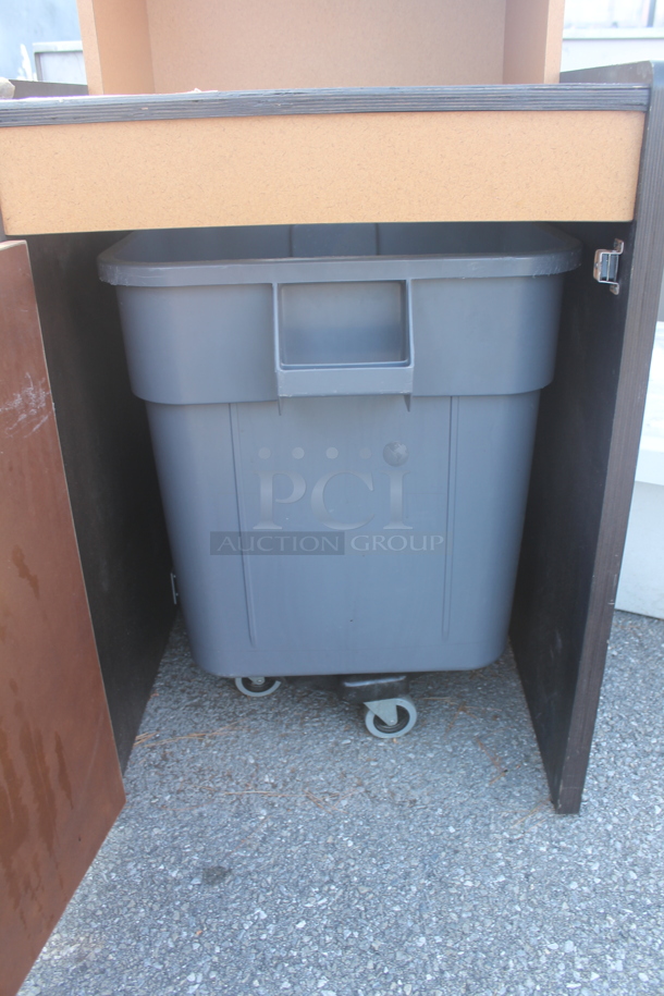 Brown Trash Can Shell w/ Trash Deposit Hole, Tray Return, Trash Can and Door. - Image 4 of 4