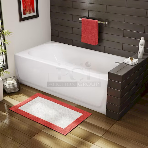 NEW & WAITING FOR YOU! Briggs Model #2520-130 Pendant Plus 60-in W x 30-in L White Porcelain Enameled Steel Rectangular Right Hand Drain Alcove Soaking Bathtub
60-in W x 30-in D x 16-5/8 H