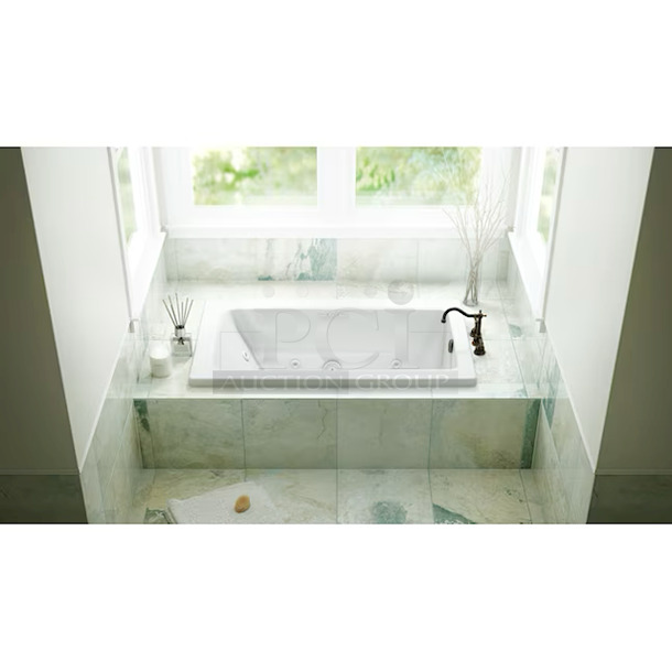 NEW! NEVER USED! FACTORY SEALED! Jacuzzi Primo 36-in W x 60-in L White Acrylic Drop-In Whirlpool Tub (Reversible Drain), Model #P1D6036WLR1XXW - Image 4 of 6