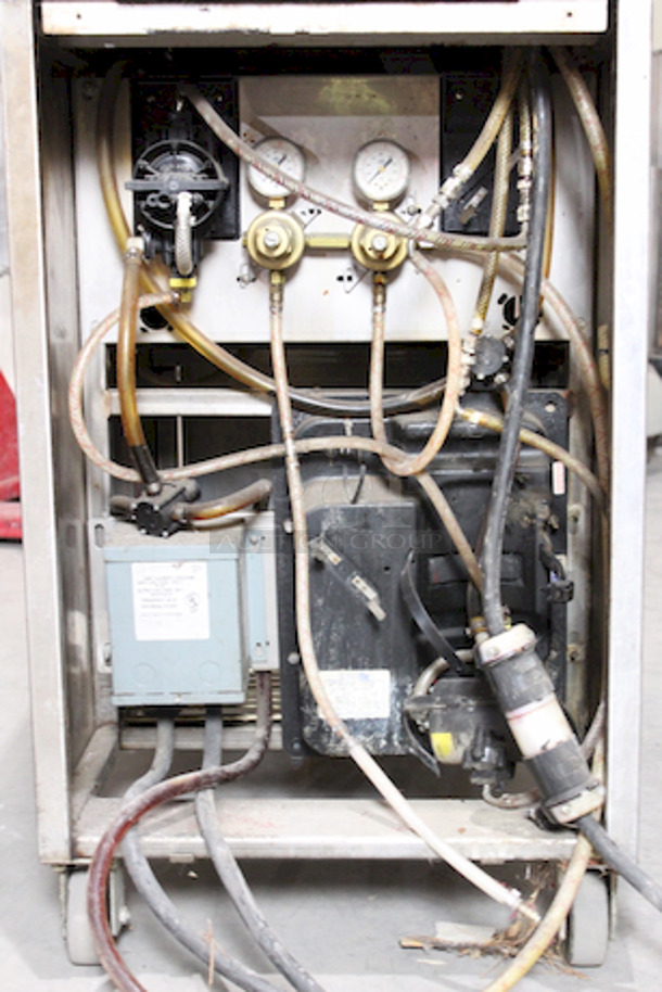 NICE! Lancer FBD500 Frozen Beverage Dispenser, 2 Flavors, On Cabinet With Commercial Casters, 208-230v/60Hz. 
20-1/4x30-1/2x67. Removed From Burger King In Working Order.  - Image 9 of 11