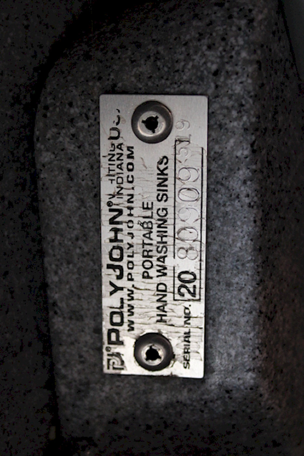 PERFECT! PolyJohn 15.5 Gallon Mobile Sink On  Heavy Duty Casters! 18" x 20" x 62"
Unit Can Accommodate: Fresh Water Tank Capacity: 15.5 gallons, Waste Water Tank Capacity: 19 gallons, Soap Dispenser Capacity: 30 oz., Includes Paper Towel Dispenser.  - Image 2 of 11