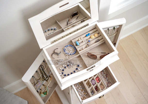 Hives and Honey Nora Standing Jewelry Armoire Jewelry Chest- White
 - Image 3 of 6