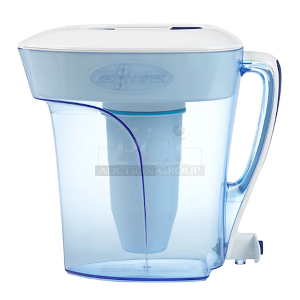 ZeroWater® 10 Cup Ready-Pour® Filtered Pour-Through Water Pitcher - Blue. Includes: one filter cartridge and one water quality meter 