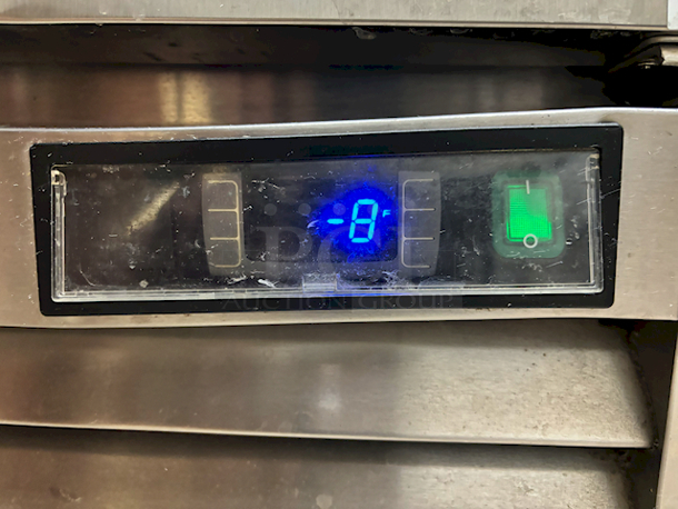 TESTED! WORKS PERFECT! US Refrigeration USBV-48F 54-3/8" 2 Door Reach-In Freezer. Temperature Range -13F to -1.4F, 115v, 10.5 Amps, 6 Shelves, On Commercial Casters. 54-3/8"W x 31-1/2"D x 84"H - Image 2 of 3