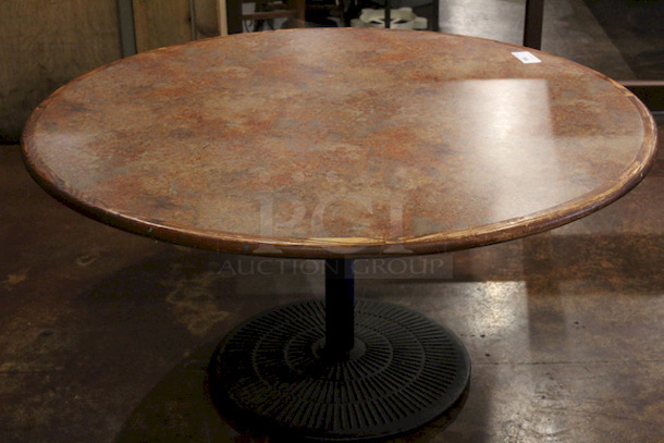 FAMILY SIZE! Large Round Wood Table Top With Heavy Duty Weighted Round Table Base. 
60x30 - Image 6 of 6
