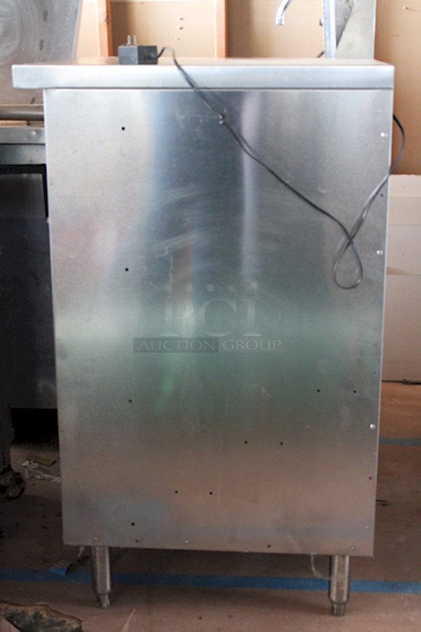 DON'T MIND THE DUST! Perlick Lighted DBGS-24 Back Bar Glass Storage Cabinet, 24"W, (3) adjustable sound-deadened shelves, stainless steel construction. LED Build Needs To Be Replaced.  - Image 5 of 7