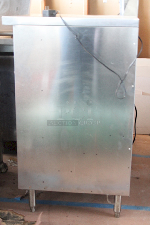 DON'T MIND THE DUST! Perlick Lighted DBGS-24 Back Bar Glass Storage Cabinet, 24"W, (3) adjustable sound-deadened shelves, stainless steel construction. LED Build Needs To Be Replaced.  - Image 6 of 7