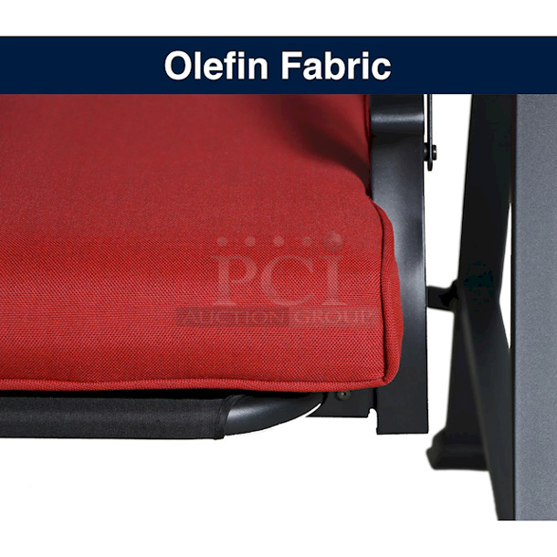 IN THE BOX & WAITING FOR YOU!! Mainstays Belden Park 3 Person Seat Outdoor Furniture Patio Swing and Daybed with Canopy, Red. 80.71” x 51.57” x 72.83”  - Image 5 of 8