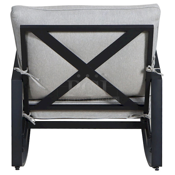 AWESOME! Mainstay Asher Springs 2-Piece Outdoor Rocker Set- Black Frame & Gray Cushions - Image 6 of 9