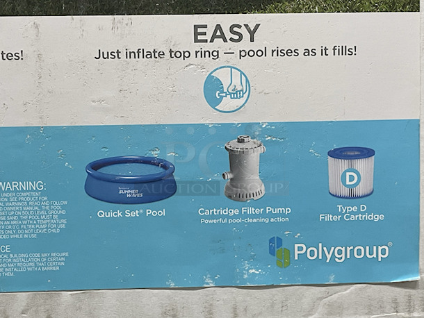 PERFECT SIZE!! Summer Waves 10ft Quick Set Pool. Includes: Pool, Cartridge Filter Pump, Type D Filter Cartridge.  - Image 3 of 3