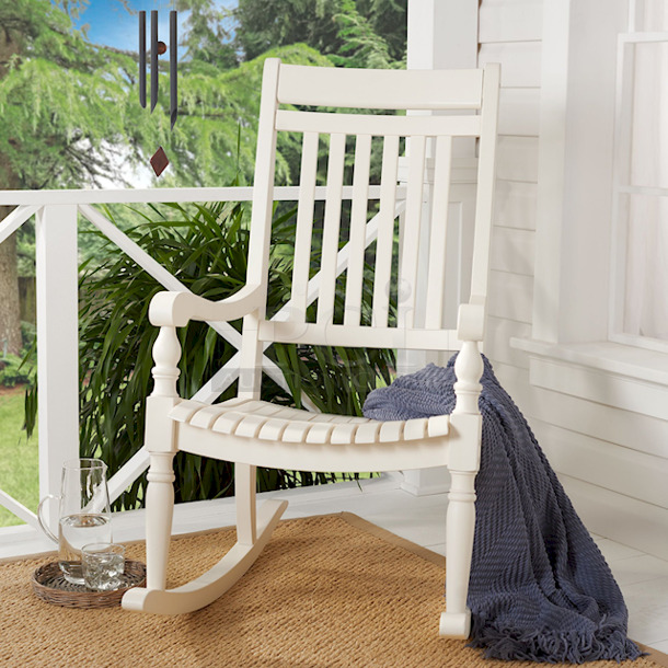 Better Homes & Gardens Ridgely Slat Back Mahogany Rocking Chair, White