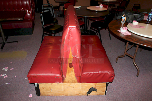High Quality! Ruby Red Double Button Tufted Booth Seating, Fully Upholstered, Heavy Duty Hardwood Frame and Removable Seat- 46x46x42 - Image 4 of 5