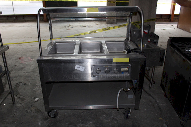 MOBILE! Hot Food Serving Station, Wells MOD-300TDM 43", 3 Well, Electric Drop-In Hot Food Steam Table/Bain Marie With Under-shelf, Sneeze Guard on Commercial Casters. 208/240v - Image 1 of 2