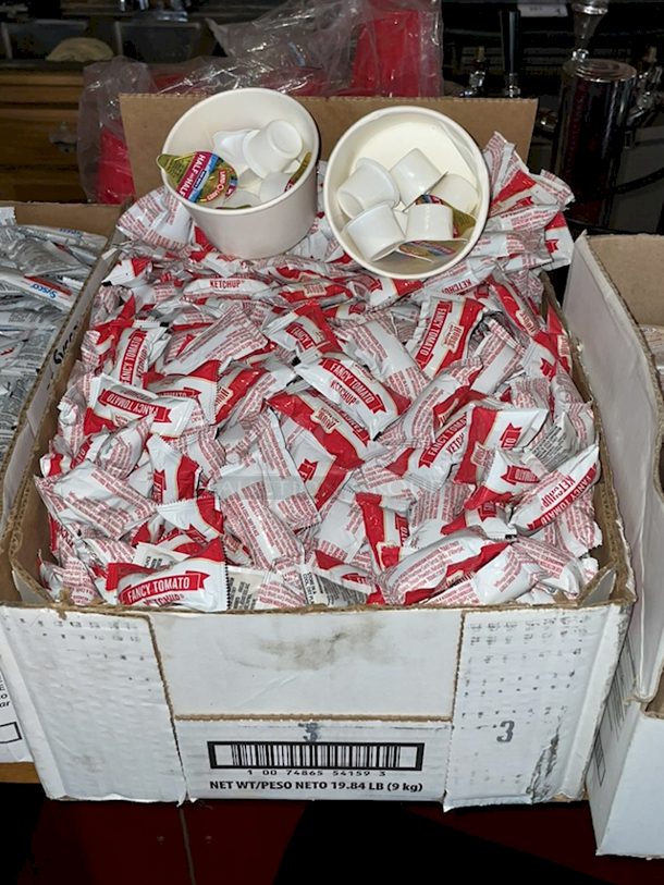 ALL FOR ONE! Smucker's Syrup, Sysco Classic Mayonnaise Packets, House Recipe Fancy Tomato ketchup Packets, Butter Packs - Image 5 of 7