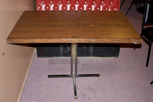 HIGH QUALITY! Oak Finished Table Top With Heavy Duty Metal Frame and Crossbar Base. 48x30x30 - Image 2 of 5