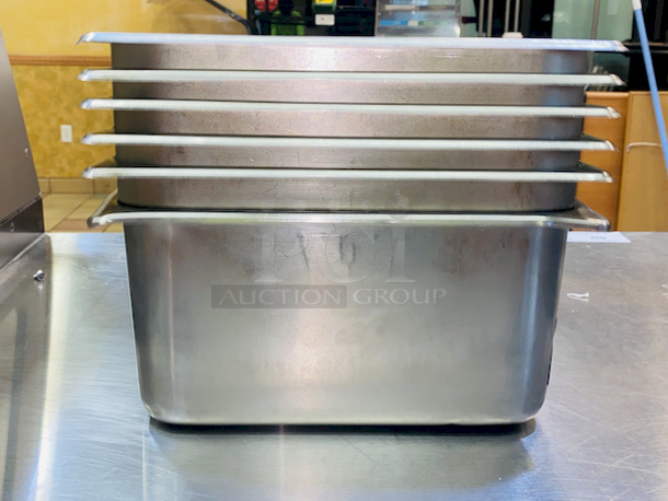 AWESOME! Set of (5) Stainless Steel 1/3 Pans, 6 Inch Deep.

6x Your Bid