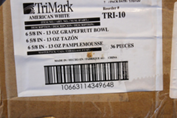 NEW, NEVER USED! Case of 36 TriMark TRI-10 American White China 6-5/8” Grapefruit Bowls, 13oz.  - Image 4 of 5