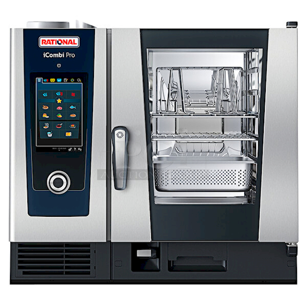 DEAL OF THE DAY! Lightly Used in AMAZING/WORKING CONDITION! Rational iCombi Pro 6 Pan Half-Size Electric Combi Oven with Stand and Ultravent Plus Ventless Hood - 208/240V, 1 Phase, 3/4" Water Connection. FEATURES: Energy Star Qualified, NSF Listed, Programmable, Self Cleaning, WiFi Enabled
*Located In Bakersfield, CA.*
*In-Person Pick-up & Shipping Available*
 - Image 1 of 11