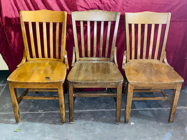 HUGE LOT! (60) Wooden School House Chairs. 
17x19-1/2x35 (18” Seat Height).

60x Your Bid - Image 1 of 6