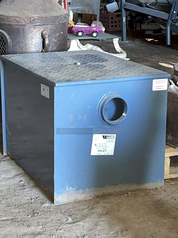 NEW! NEVER USED! Watts WD-50-THD 100 lb. Grease Trap with 4" Threaded Inlet & Outlet. Flow Rate: 50 GPM (Gallons Per Minute). 32x22x21-1/2
 - Image 2 of 3
