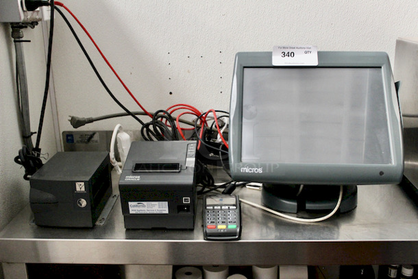 Micros Point Of Sale System. Includes: Battery Back-up, Micros Oracle Epson Printer, TP-Link and Card Reader. 