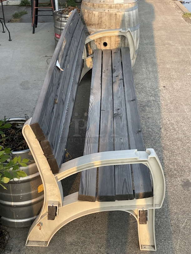 WEATHER PROOF!! 2x4basics 90134ONLMI Hopkins 6ft Bench, Solid Wood Frame & Seating With Eucalyptus Ends & Integrated Cup Holders In Each Arm Rest. Can Be Easily Modified To Any Size Between 2-6ft. 72x40x33 - Image 4 of 5