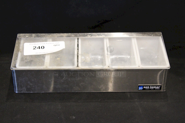 San Jamar Countertop Condiment Tray, Chilled, 5 Slot, Stainless Steel.  - Image 1 of 3